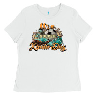 White It's a Soccer Kinda Day Ladies Tee - HowdyJamesFarm