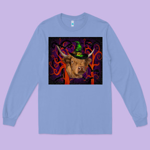 Halloween Glitter Highland Cow Tumbler Long Sleeve Tee Designed By Ranaportraitstore