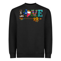 Black love texas serape cowhide cactus and sunflowers Heavyweight Sweatshirt - Artiststas