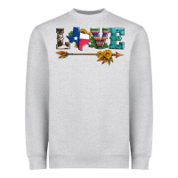Heather Grey love texas serape cowhide cactus and sunflowers Heavyweight Sweatshirt - Artiststas