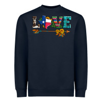 Navy love texas serape cowhide cactus and sunflowers Heavyweight Sweatshirt - Artiststas