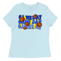 Baby Blue Game day game day game day lightning bolt Ladies Tee - HowdyJamesFarm