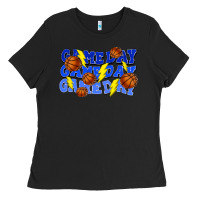 Black Game day game day game day lightning bolt Ladies Tee - HowdyJamesFarm