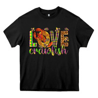 Black Mardi Gras love crawfish Heavy Core Tee - NancyCooperArtShop