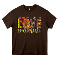 Chocolate Brown Mardi Gras love crawfish Heavy Core Tee - NancyCooperArtShop