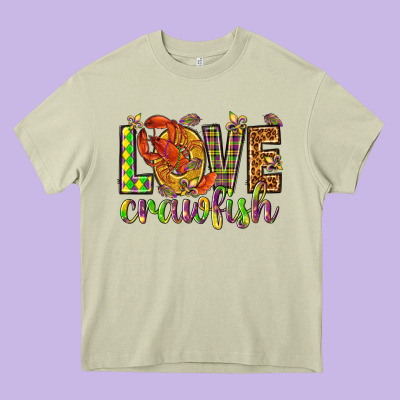 Mardi Gras Love Crawfish Heavy Core Tee Designed By Nancycooperartshop