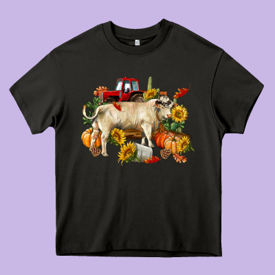 Fall Charolais Bull Heavy Core Tee Designed By Ranaportraitstore