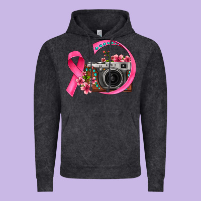 Floral Cancer Ribbon Vintage Camera Vintage Hoodie Designed By Fadigitalartstudio