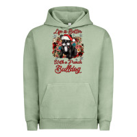 Pigment Oil Green christmas life is better with a french bulldog Urban Hoodie - JahusDesignShop