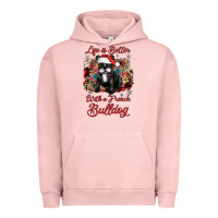 Pigment Salmon christmas life is better with a french bulldog Urban Hoodie - JahusDesignShop