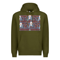 Army Green Bull Skull Pattern Premium Hoodie - CowhideDigitalArt