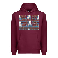 Burgundy Bull Skull Pattern Premium Hoodie - CowhideDigitalArt