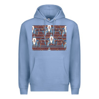 Colony Blue Bull Skull Pattern Premium Hoodie - CowhideDigitalArt