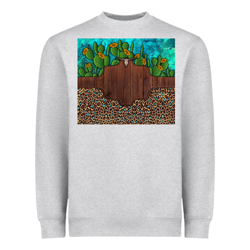 Custom Cactus And Sunflowers Leopard Turquoise Heavyweight Sweatshirt by Artiststas | Teevron