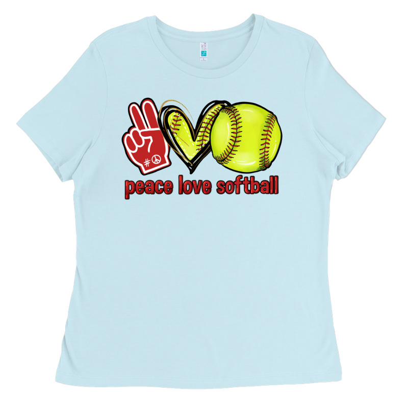 Peace Love Softball Ladies Tee by HowdyJamesFarm | Teevron