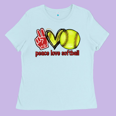 Peace Love Softball Ladies Tee Designed By Howdyjamesfarm