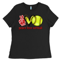Black Peace love Softball Ladies Tee - HowdyJamesFarm