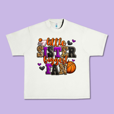 Little Sister Biggest Fan Basketball Urban Heavy Tee Designed By Jasminsmagicworld