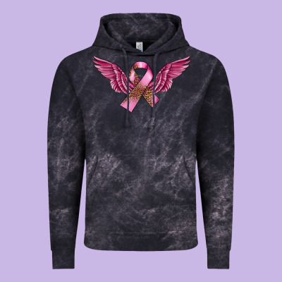 Breast Cancer Ribbon With Angel Wings Vintage Hoodie Designed By Fadigitalartstudio
