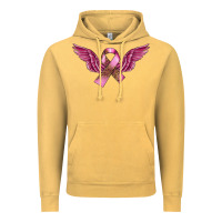 Vintage Mustard Breast Cancer ribbon with angel wings Vintage Hoodie - FaDigitalArtStudio