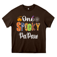 Chocolate Brown grandpa family halloween matching shirts, one spooky papaw t shirt Heavy Core Tee - maiPhamDesign