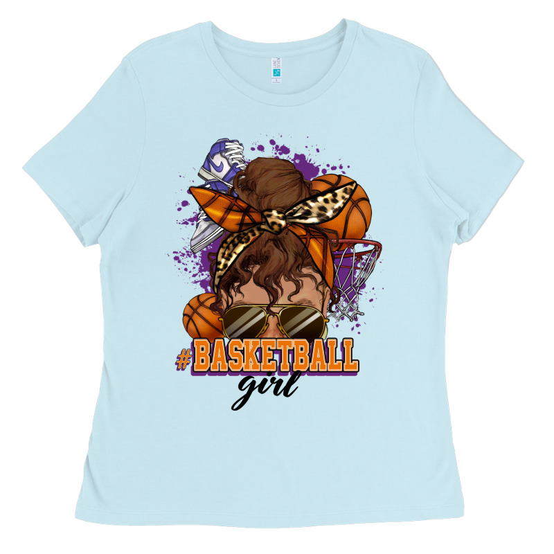 Messy Bun Basketball Girl Ladies Tee by HowdyJamesFarm | Teevron