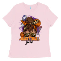 Bubblegum Pink Messy bun Basketball girl Ladies Tee - HowdyJamesFarm