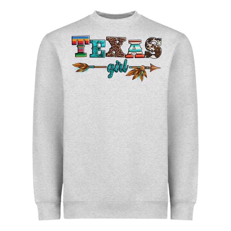 Texas Girl Serape Turquoise Leopard Cowhide Arrow Heavyweight Sweatshirt by Artiststas | Teevron