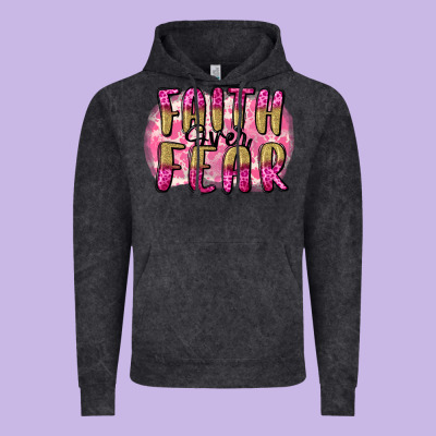 Faith Over Fear  Breast Cancer Awareness Vintage Hoodie Designed By Fadigitalartstudio