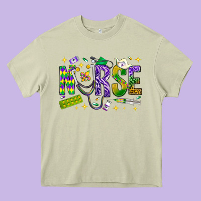 Mardi Gras Nurse Heavy Core Tee Designed By Nancycooperartshop