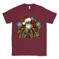 Burgundy Santa skeleton christmas Classic Tee - Artiststas