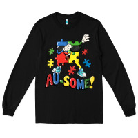 Black Au-some! Autism puzzle dabbing Long Sleeve Tee - FaDigitalArtStudio
