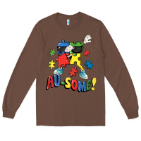 Chestnut Au-some! Autism puzzle dabbing Long Sleeve Tee - FaDigitalArtStudio