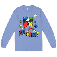 Colony Blue Au-some! Autism puzzle dabbing Long Sleeve Tee - FaDigitalArtStudio