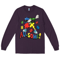 Plum Au-some! Autism puzzle dabbing Long Sleeve Tee - FaDigitalArtStudio