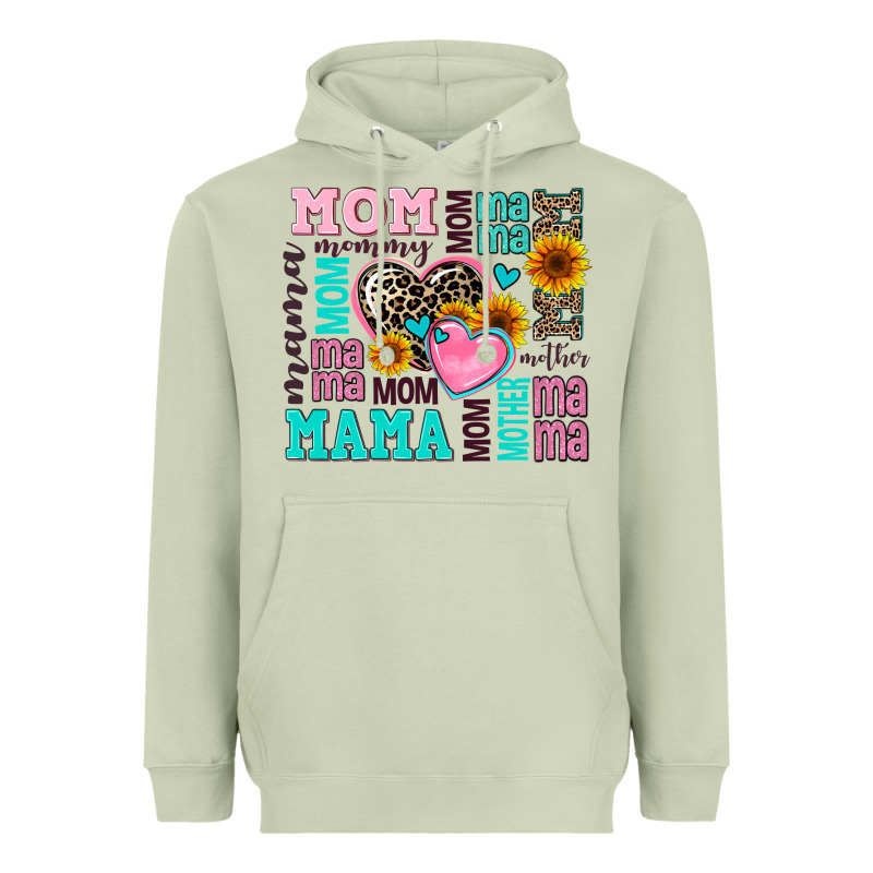 Mom Mama Mommy With Hearts Heavyweight Hoodie by AdoDesignShop | Teevron