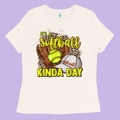 It's A Softball Kinda Day Leopard Ladies Tee Designed By Howdyjamesfarm