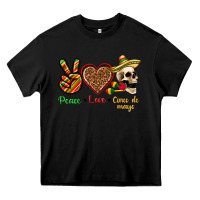 Black Peace Love Cinco De Mayo Heavy Core Tee - texasbilliewilder