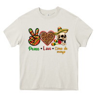 Cream Peace Love Cinco De Mayo Heavy Core Tee - texasbilliewilder