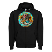 Black rattlesnake and sunflower Zipper Hoodie - BarkalooDesign