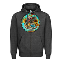 Charcoal Heather rattlesnake and sunflower Zipper Hoodie - BarkalooDesign