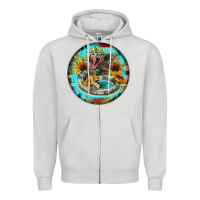 Dove Grey rattlesnake and sunflower Zipper Hoodie - BarkalooDesign