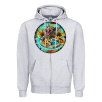 Heather Grey rattlesnake and sunflower Zipper Hoodie - BarkalooDesign