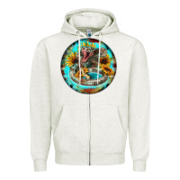 Oatmeal Heather rattlesnake and sunflower Zipper Hoodie - BarkalooDesign