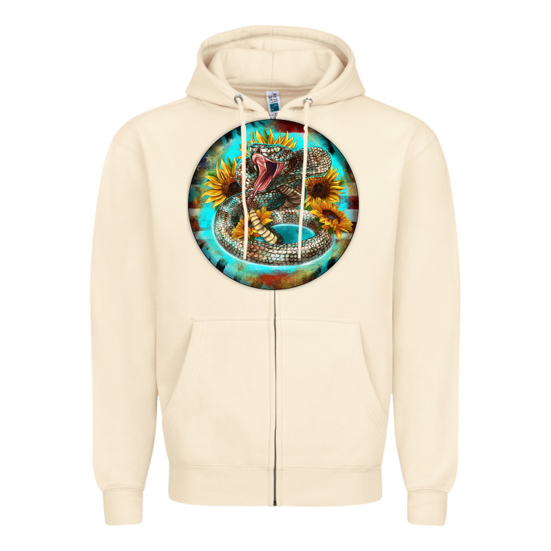 Rattlesnake And Sunflower Zipper Hoodie by BarkalooDesign | Teevron
