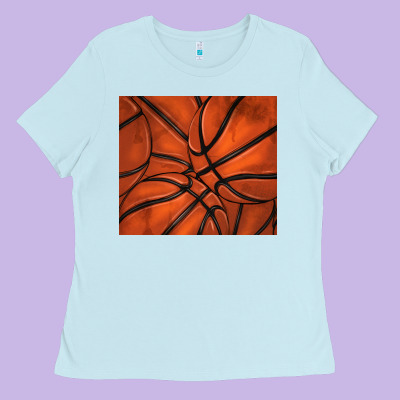 Distressed Basketball Pattern Ladies Tee Designed By Tumblerdesignbyshophia