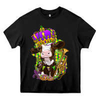 Black Mardi Gras cow Heavy Core Tee - NancyCooperArtShop