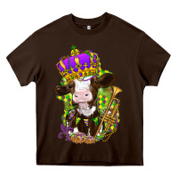 Chocolate Brown Mardi Gras cow Heavy Core Tee - NancyCooperArtShop