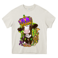 Cream Mardi Gras cow Heavy Core Tee - NancyCooperArtShop