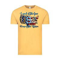 Vintage Mustard land of the free home of the brave american flag background Vintage Tee - Jasminsmagicworld
